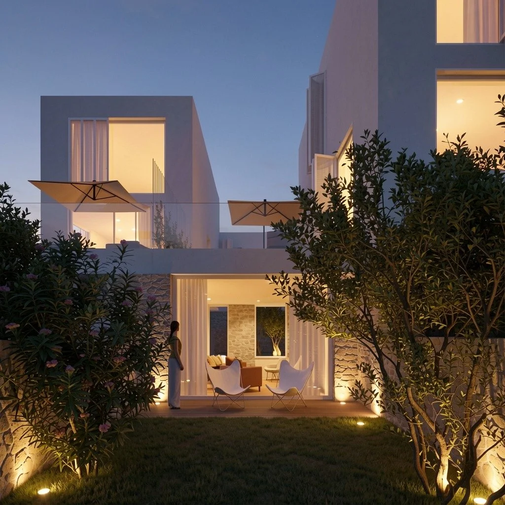 Shaded residential lane in KAAMEN Retreat