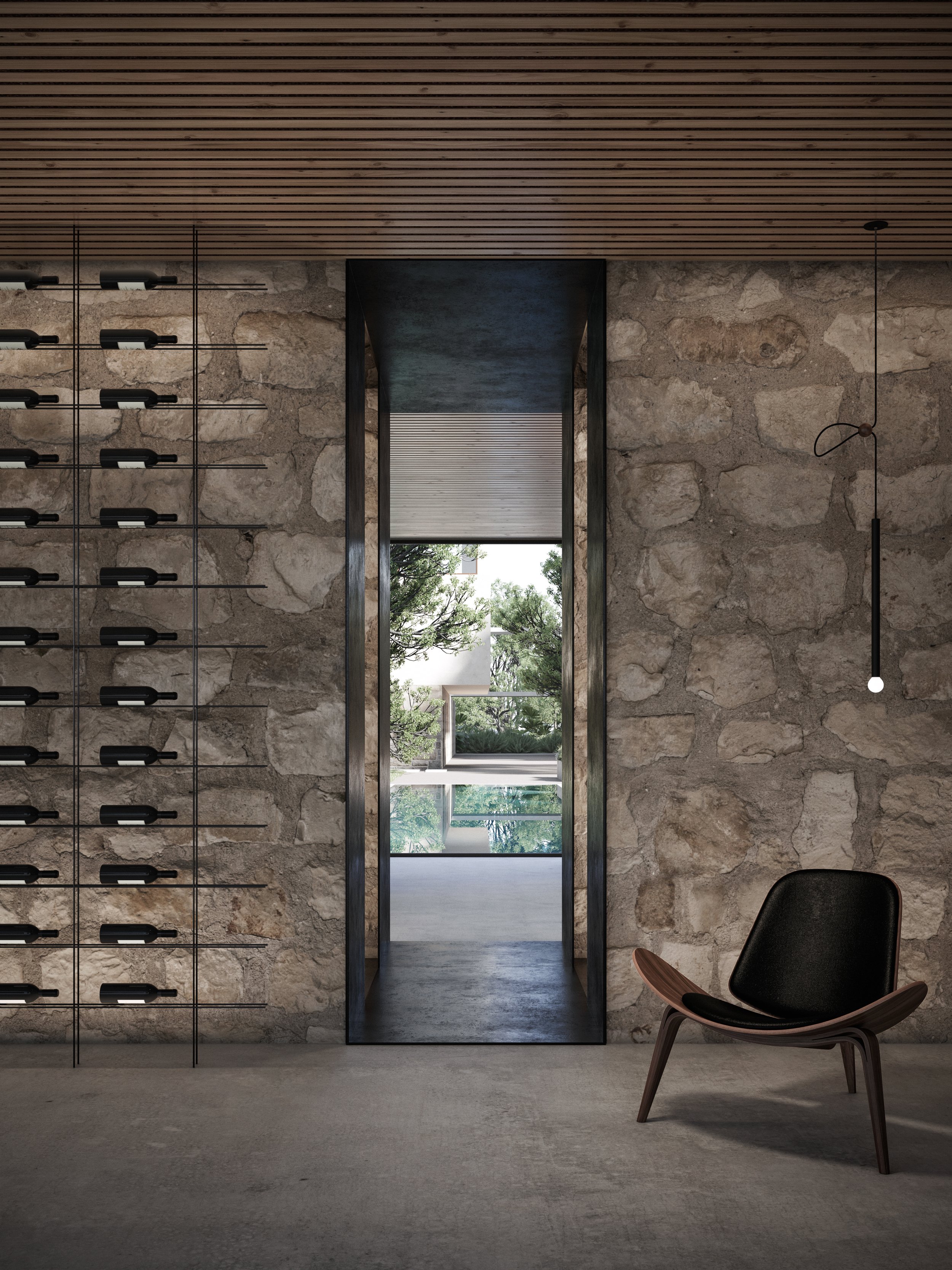 Wine pavilion and pool garden at KAAMEN Retreat