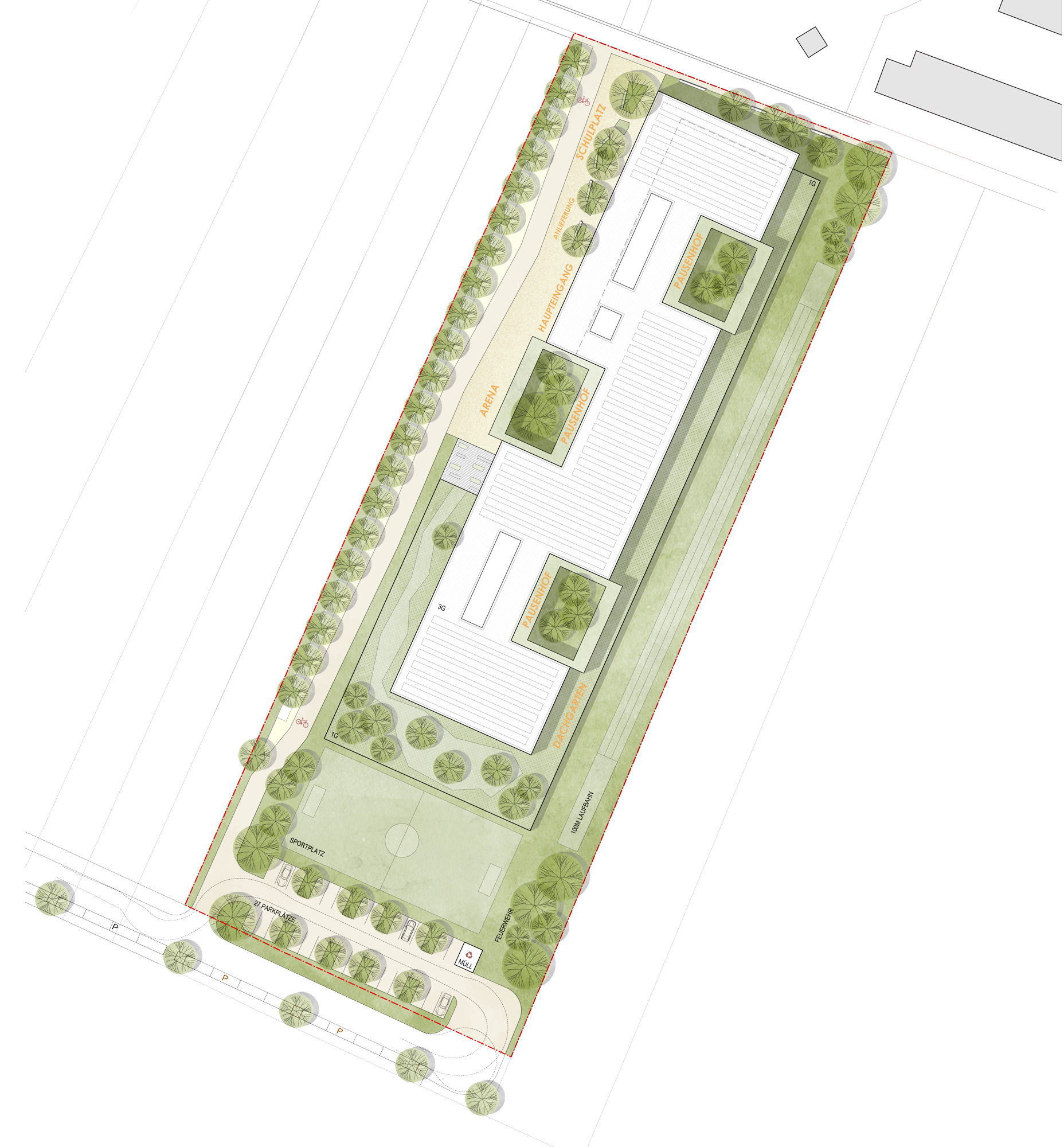 Site plan of the new secondary school in Gerasdorf