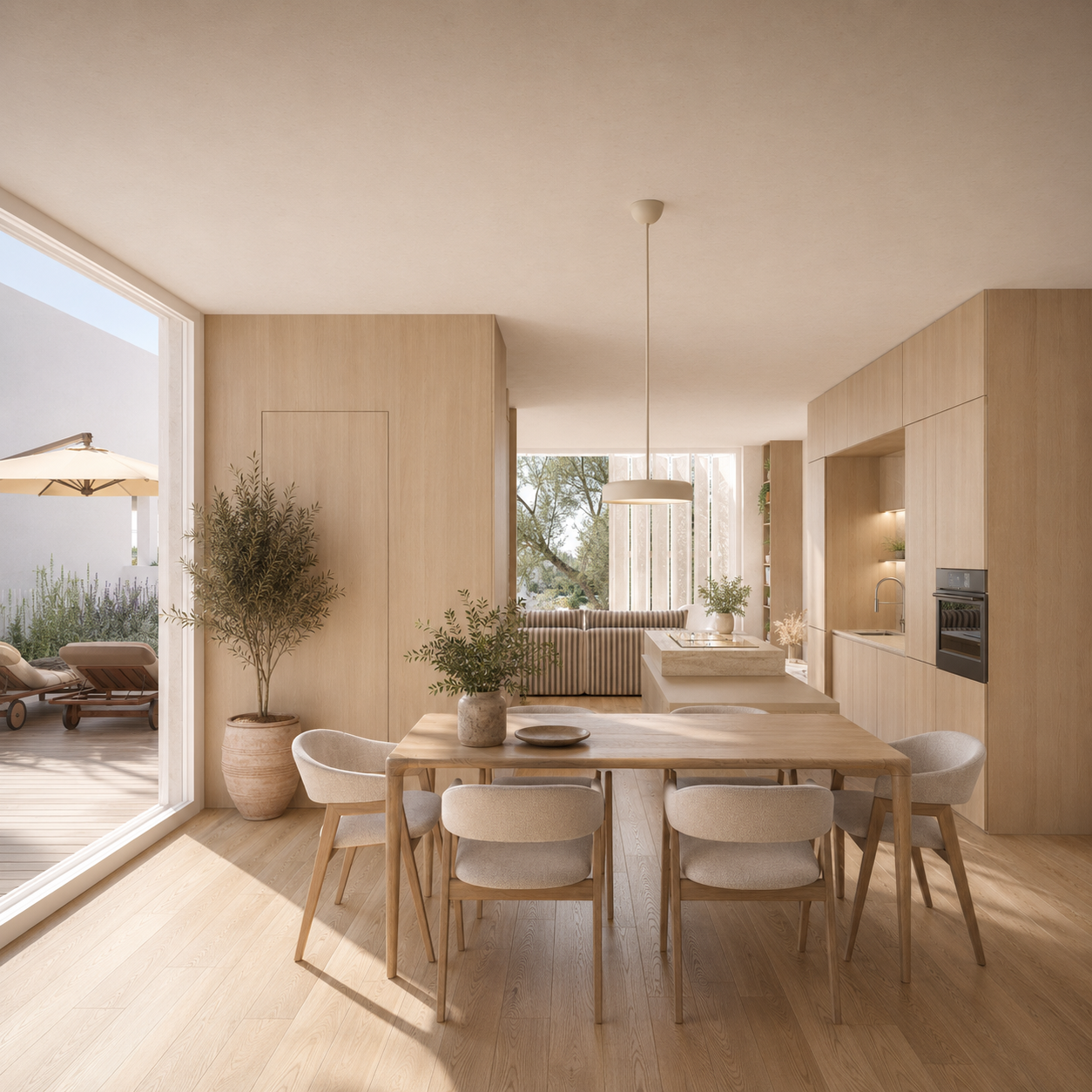 Open-plan apartment interior at KAAMEN Retreat