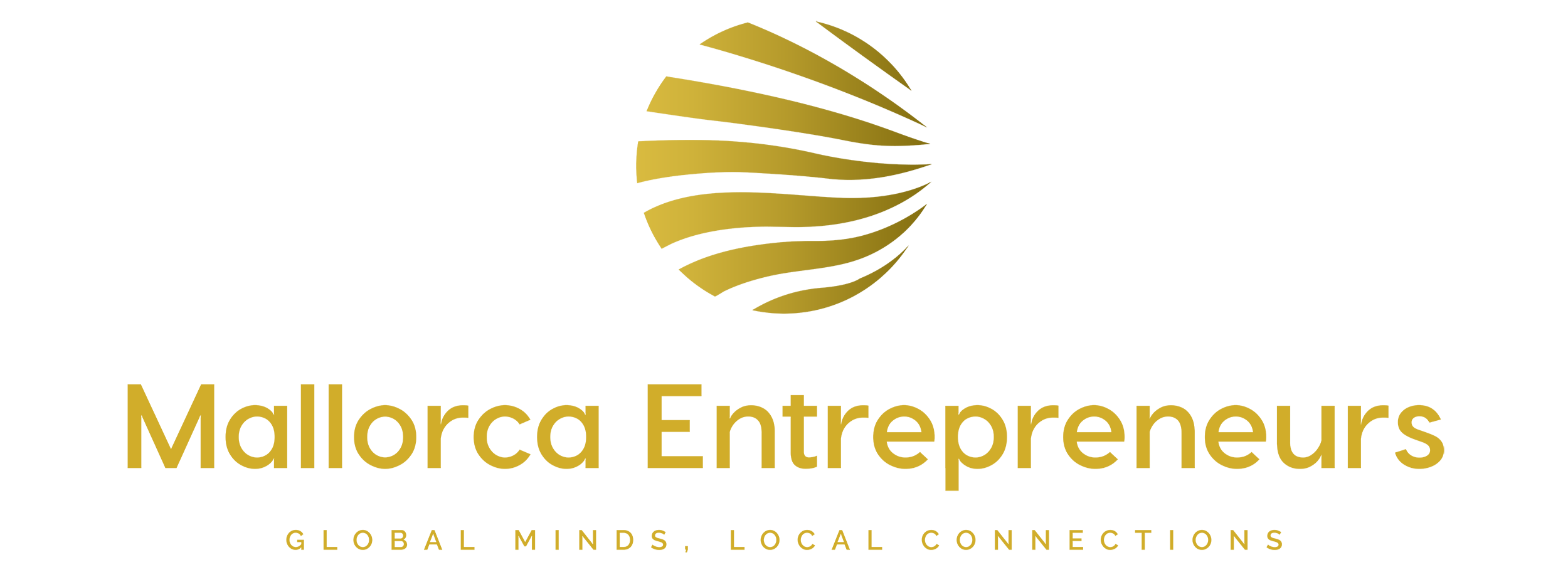 A graphic with a black background features a gold, swirling, spherical design with a horizontal gold line extending from it. Below, the text reads 'Media & Technology' in gold, with additional smaller text underneath that is not clearly readable.