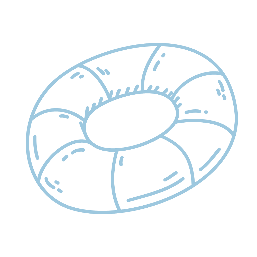 Illustration en ligne d'un flotteur ou un anneau gonflable avec plusieurs sections.