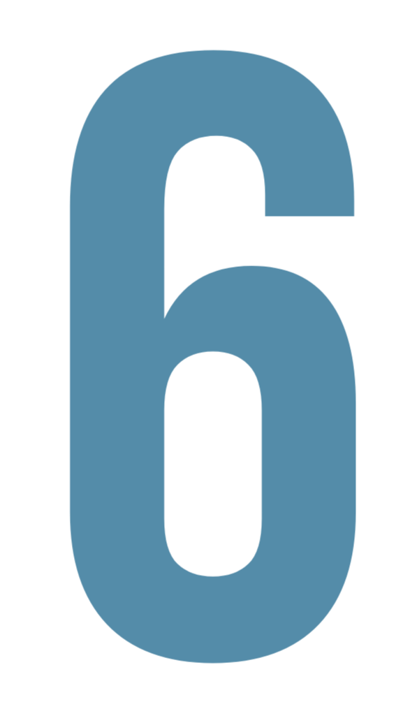 Chiffre 6 de couleur bleue sur fond noir.