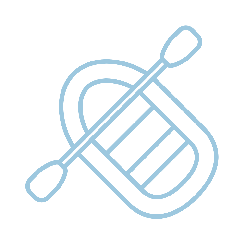 Icône d'un sac à dos avec une rame de kayak.