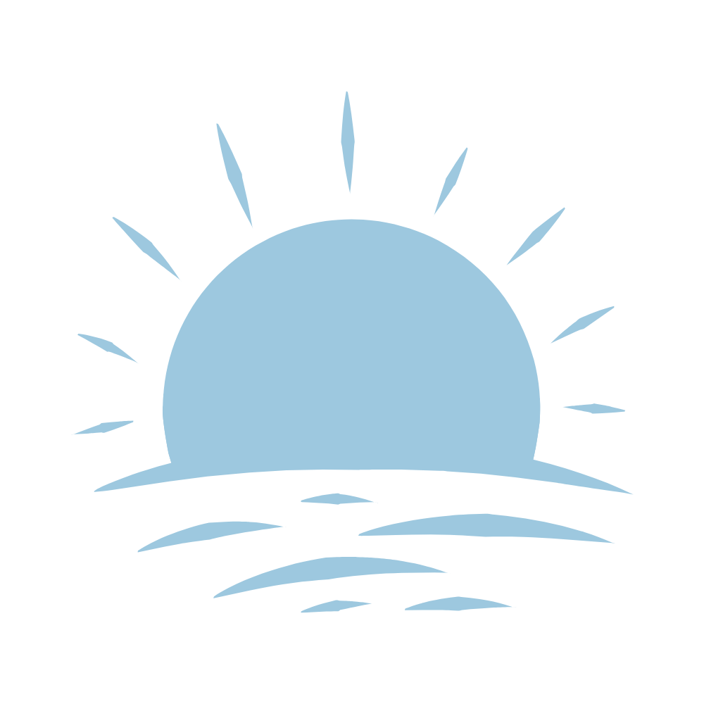 Un soleil levant ou couchant se reflétant sur l'eau.