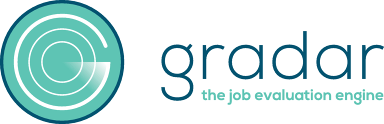 Logo of Gradar, the job evaluation engine, featuring a green radar symbol and text.