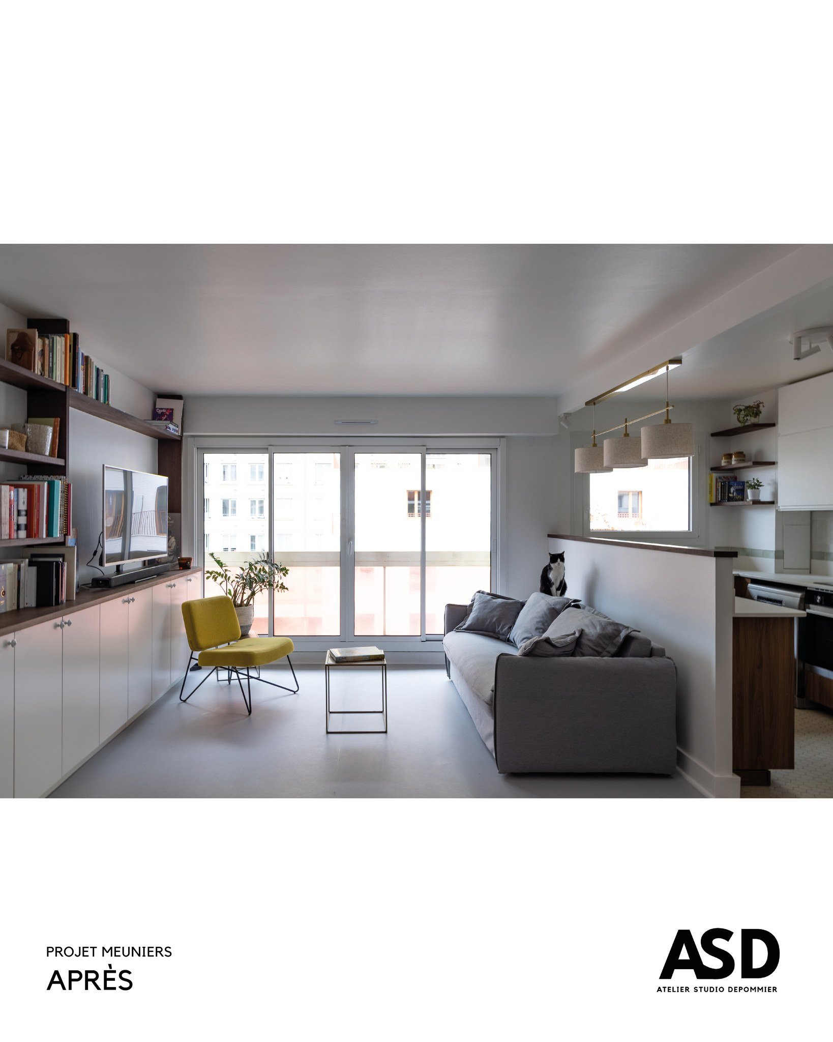 [Projet Meuniers] - R&eacute;novation compl&egrave;te d&rsquo;un appartement des ann&eacute;es 1970, Paris.

La mission, couvrant la conception architecturale et le suivi de chantier, s&rsquo;appuie sur une d&eacute;marche int&eacute;grant le r&eacut