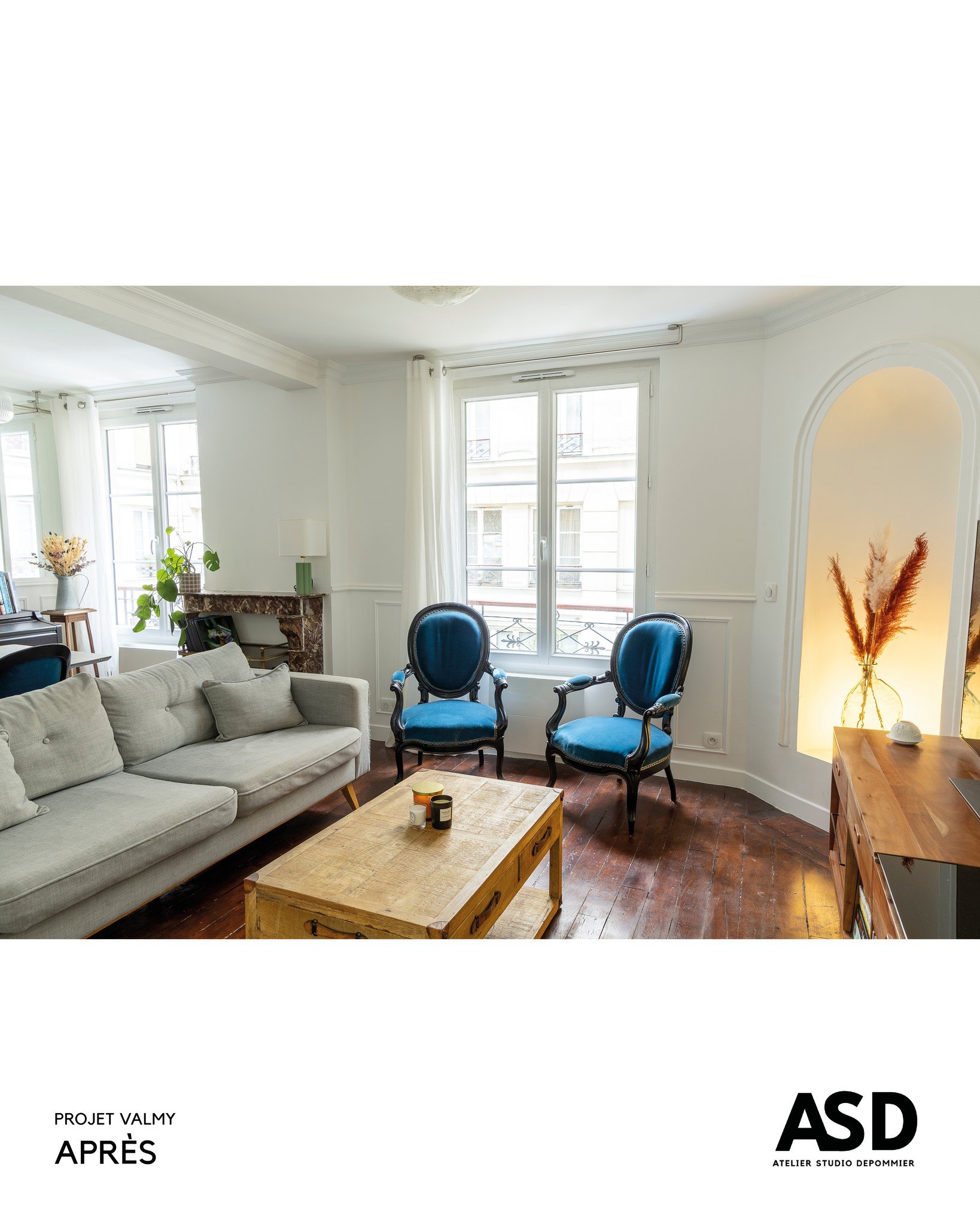 [Projet Valmy] &ndash; R&eacute;novation compl&egrave;te d&rsquo;un appartement des ann&eacute;es 1870, Paris.

La mission, de la conception architecturale au suivi de chantier, s&rsquo;est inscrite dans une d&eacute;marche attentive au b&acirc;ti ex