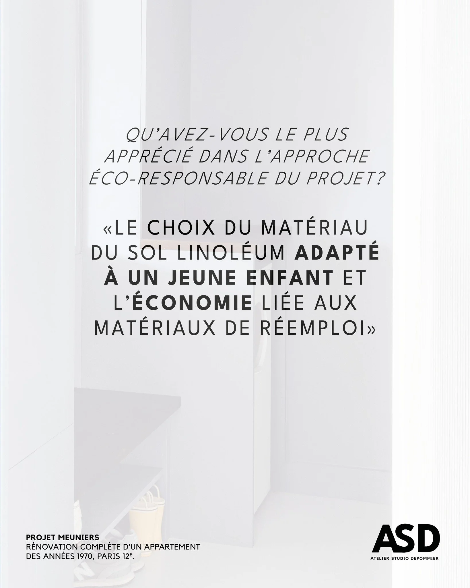 Regards clients sur un projet sign&eacute; ASD

Photo 📸 @studiodepommier 

&mdash;

L&rsquo;Atelier Studio Depommier con&ccedil;oit des espaces durables, &agrave; la crois&eacute;e de l&rsquo;architecture int&eacute;rieure, du paysagisme et de la ph