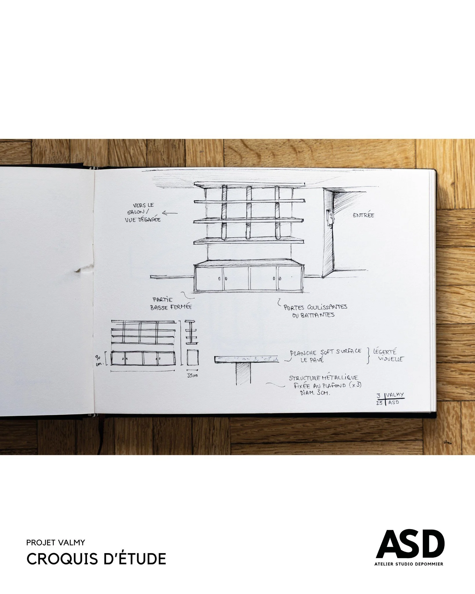 [Projet Valmy] &mdash; R&eacute;novation compl&egrave;te d'un appartement des ann&eacute;es 1870, Paris.
Ce croquis ne s'est pas fait.

Et c'est exactement pour &ccedil;a qu'il existe. 
Un croquis d'&eacute;tude, c'est fait pour tester, valider, ou n