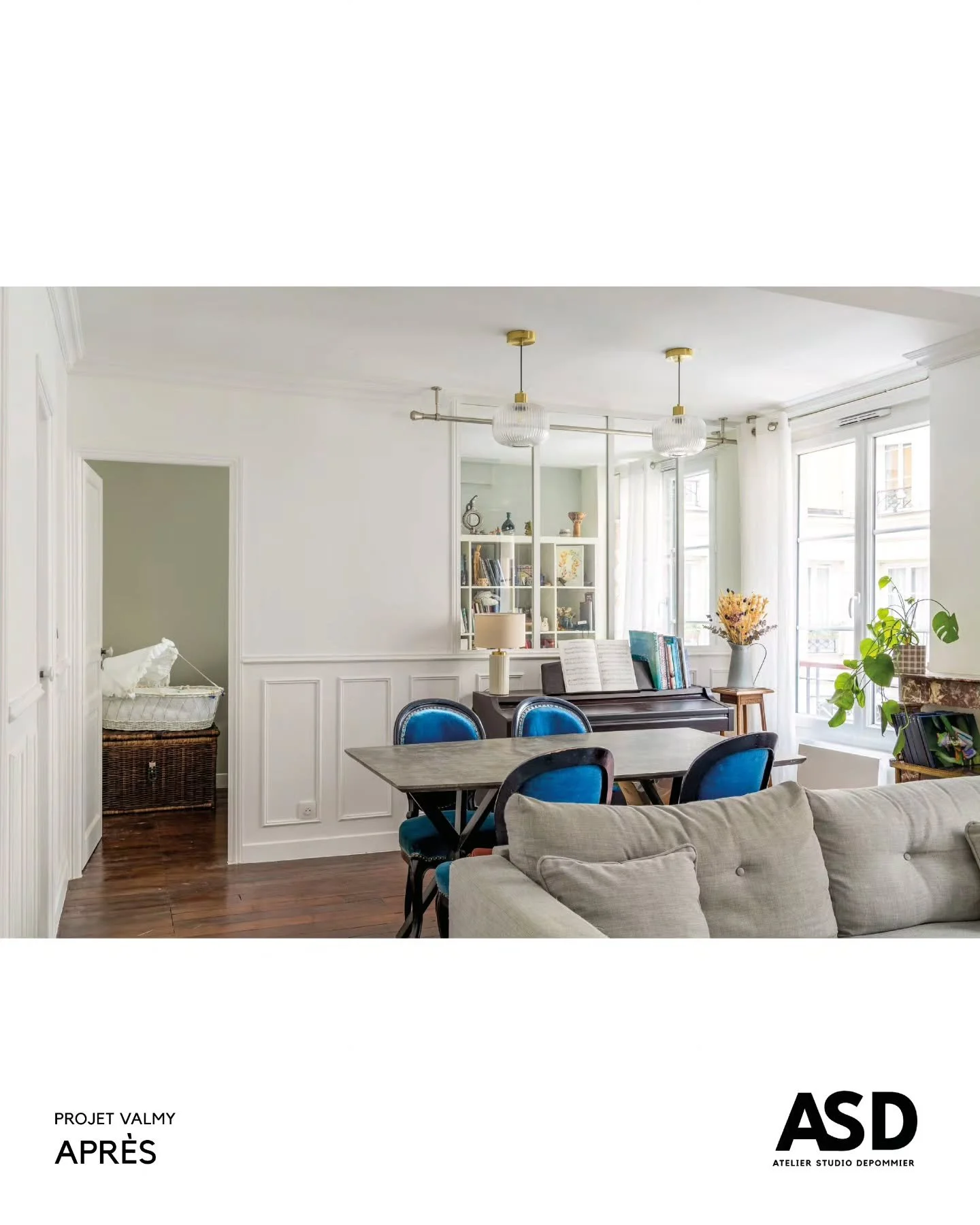[Projet Valmy] &ndash; R&eacute;novation compl&egrave;te d&rsquo;un appartement des ann&eacute;es 1870, Paris.

A Paris les m&egrave;tres carr&eacute;s sont pr&eacute;cieux, mais les marqueurs du temps aussi : la chemin&eacute;e en marbre rouge a &ea