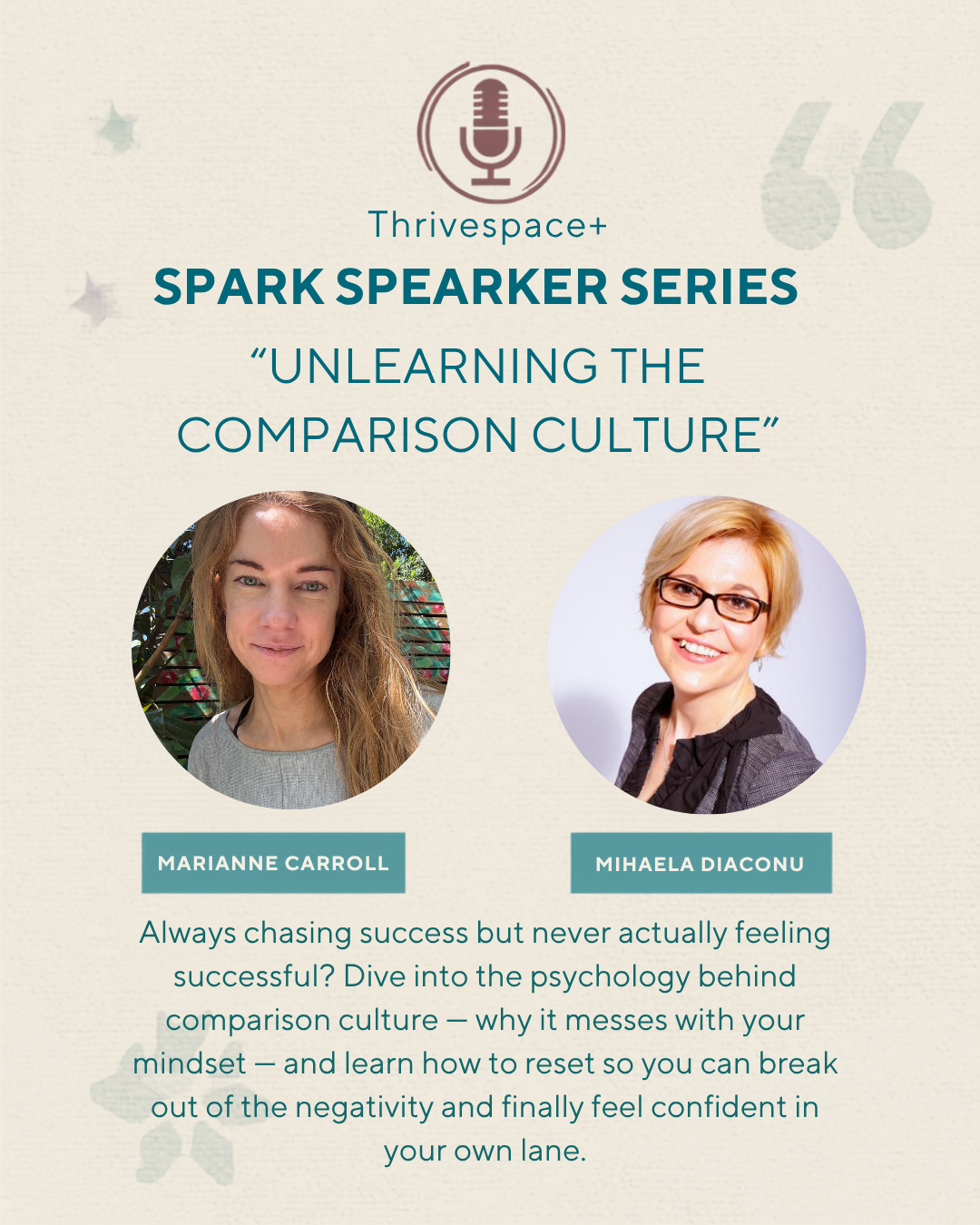 Spark Speaker Series: Unlearning Comparison Culture