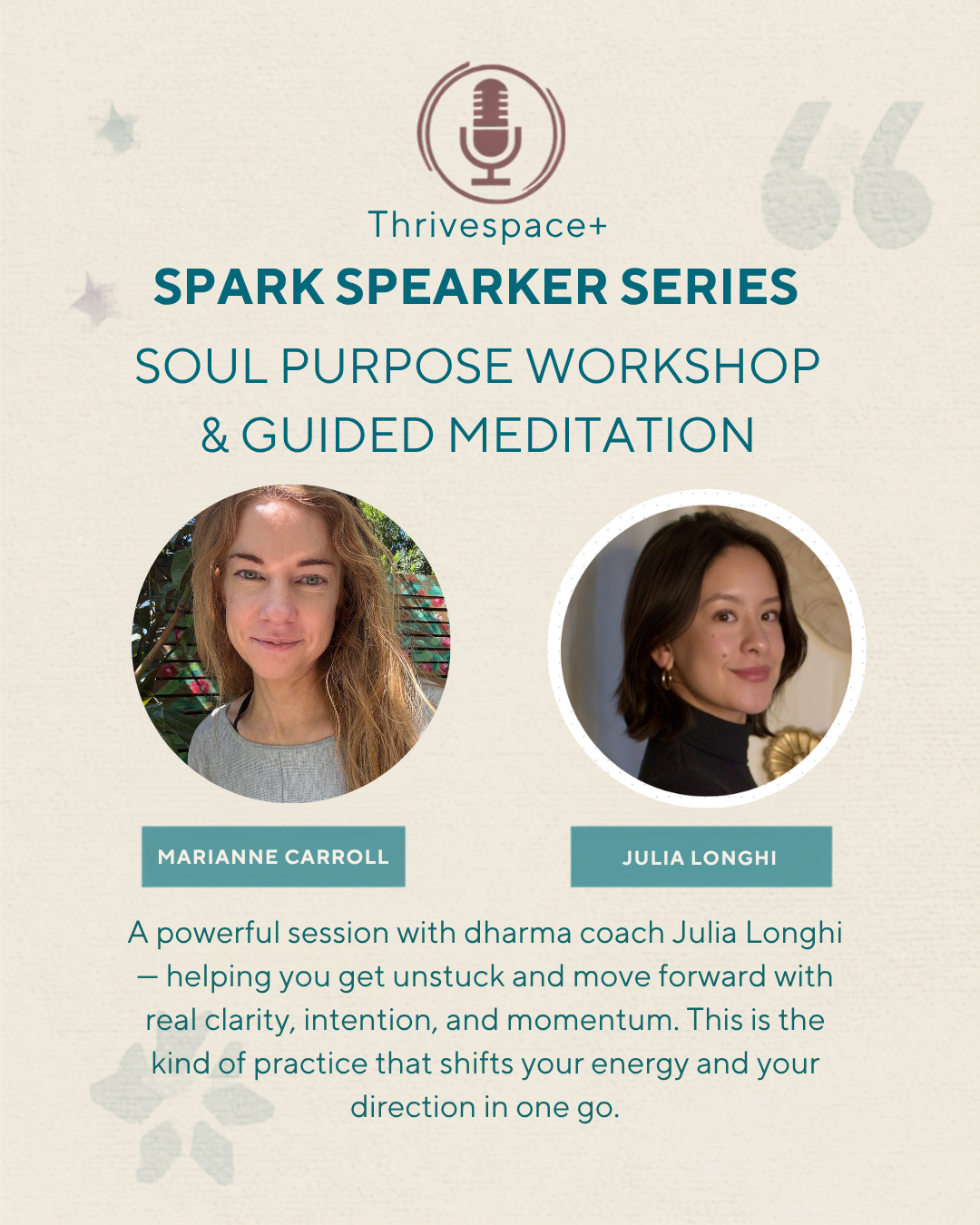 Spark Speaker Series: Soul Purpose Workshop & Guided Meditation