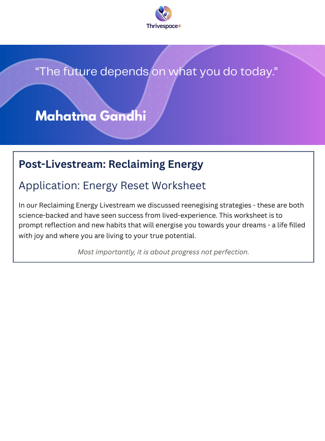 Reclaiming Energy Livestream - Reflection prompts