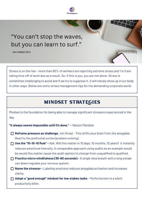 Stress Management Tips for High Pressure Corporate Workplaces