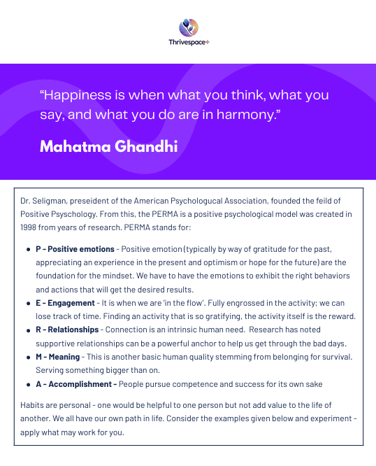 PERMA Positive Psychology Habits