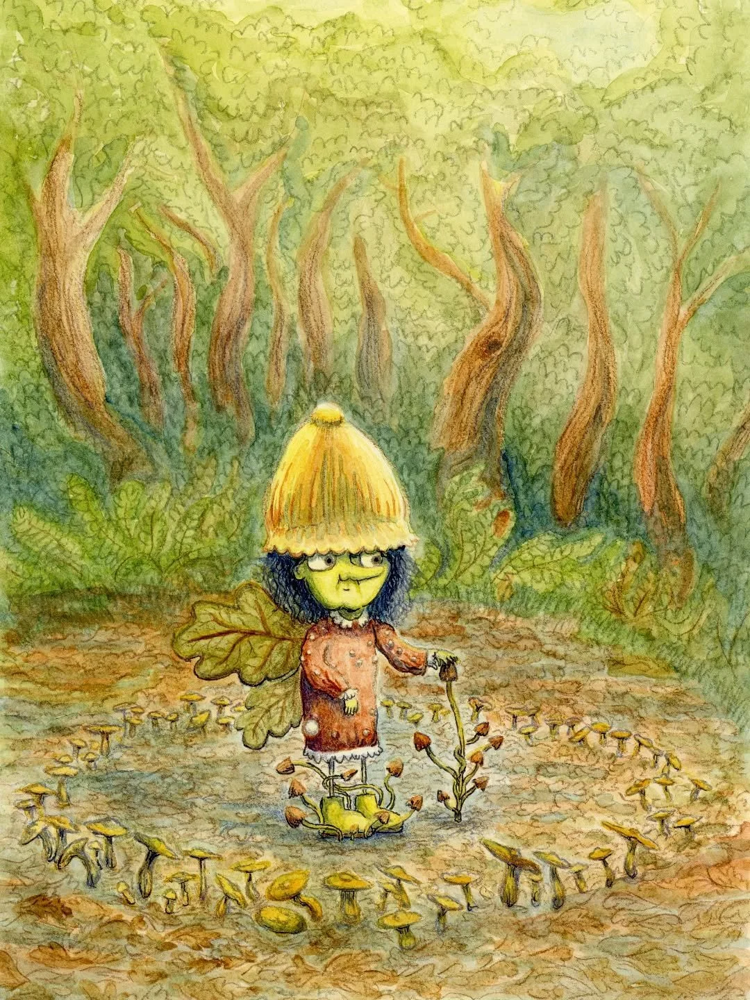 Prompt 3 of @drawtober - Mushroom Fairy! 🍄
This mycelial marauder emerges at the beginning of autumn from a deep sleep underground, to wander the forest, simply enjoying the sounds of the soft breeze through the treetops and the crunch of dry leave