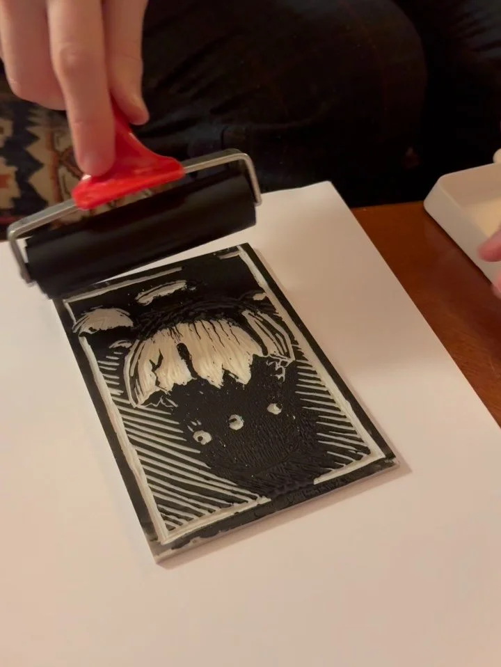 A friend got me a lino cut printing kit for my birthday last week and this is my first attempt! It was a bit messy but I&rsquo;m just trying whatever artsy crafty thing I can at the moment! And just as my new skill is birthed, so are these weird litt