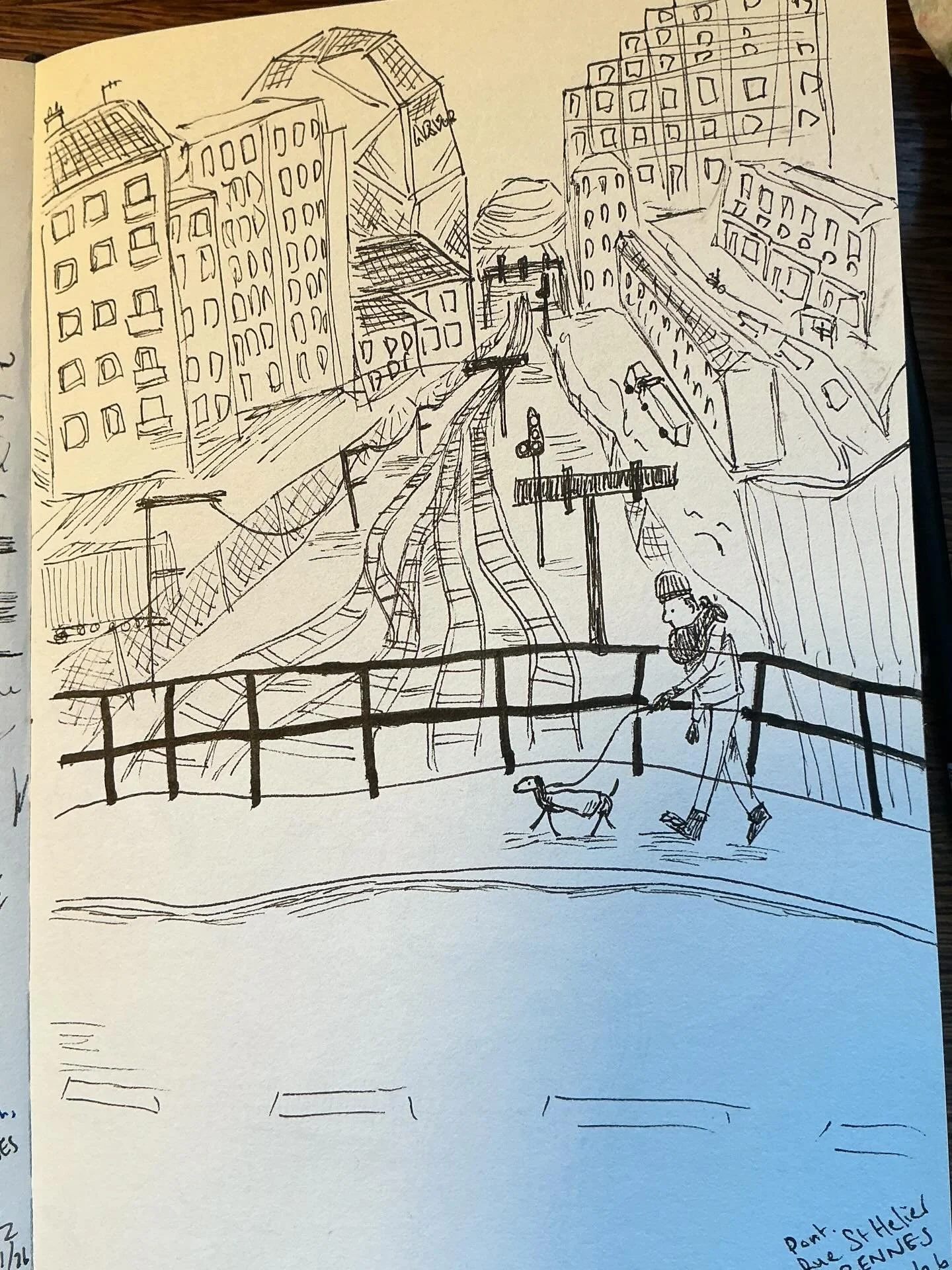 Just a few little sketches in the sketchbook from the last couple of weeks. I&rsquo;ve been working on my pen/black and white work. A couple of sketches out walking around Rennes (in the rain of course!) and some other random stuff!
.
.
.
#walktosee 