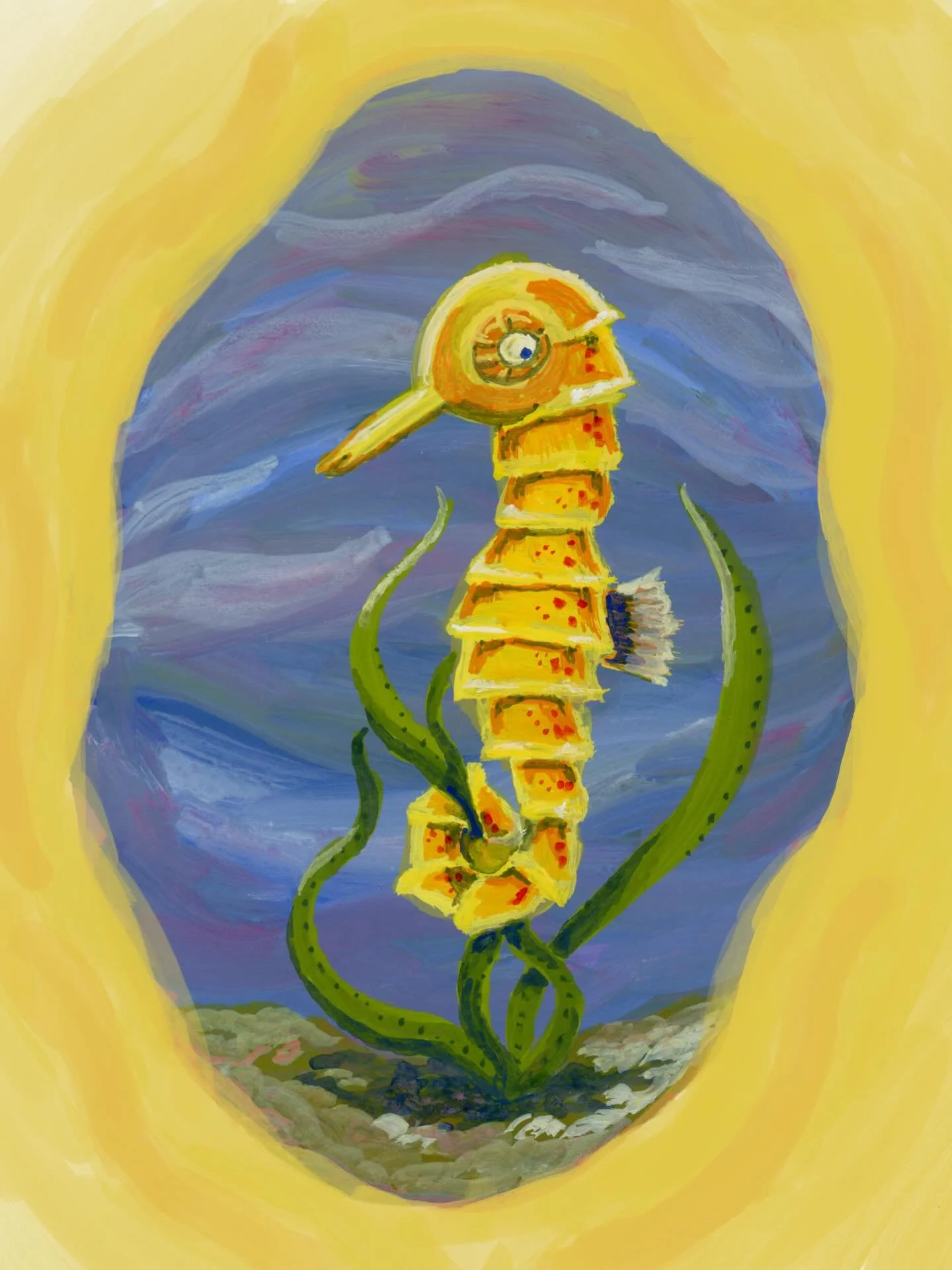 It&rsquo;s a seahorse! Who likes seahorses? I love seahorses! 

Also swipe, there are some weird dogs!

Today I&rsquo;ve been practicing painting with gouache using a base layer - what do you think? I did another one which I&rsquo;ll post tomorrow! ?