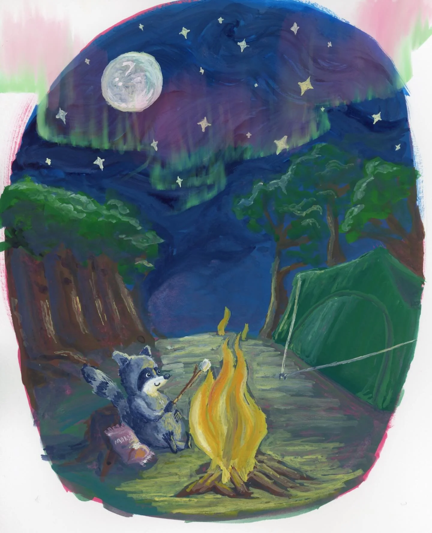 Everyone needs a little time away from the hustle and bustle of city life.

Especially this raccoon. Every full moon she gives herself the night off from the city, leaving the kits with her partner and heading off out into the forest with nothing but