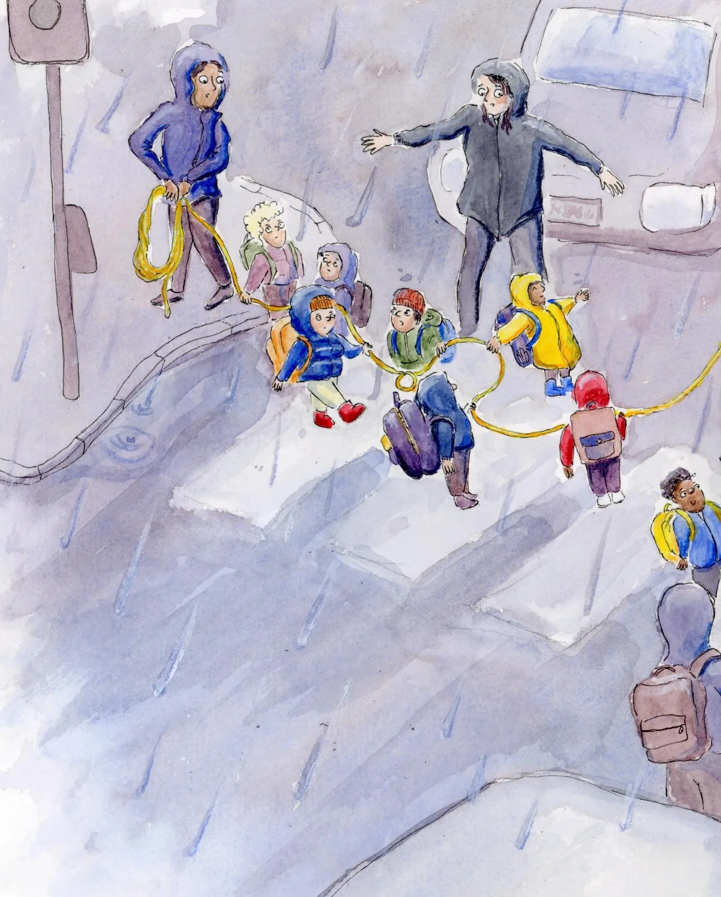 I witnessed this scene in Bologna last week, and I did not envy these teachers/adults.

I was on a bus to go to the fair, with the rain pouring down outside, passing the train station. I was watching out the window at the busy streets and the slight 