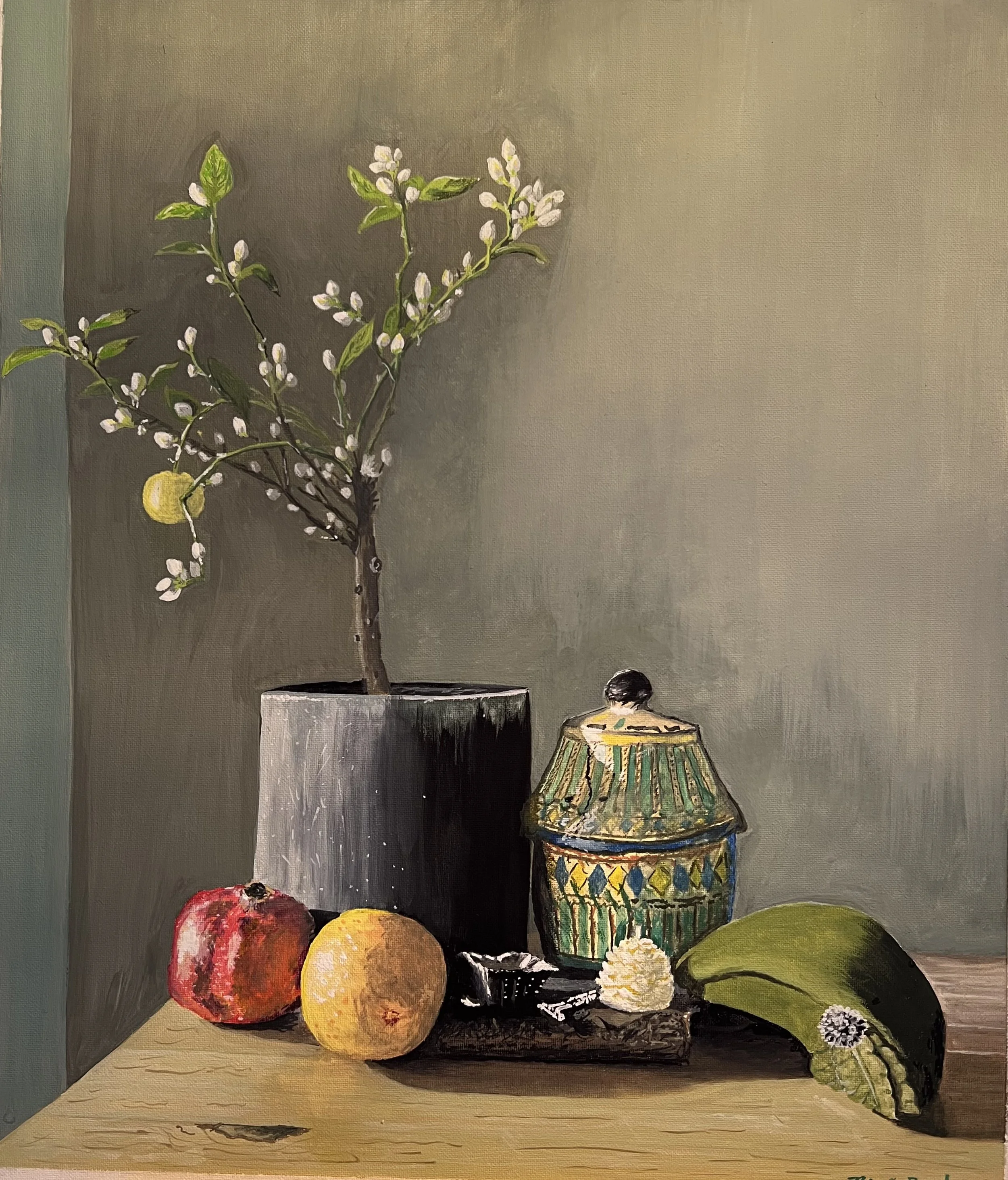 Broken Silver, 2024. Gouache on canvas board-31 cm x 36 cm. Private collection.