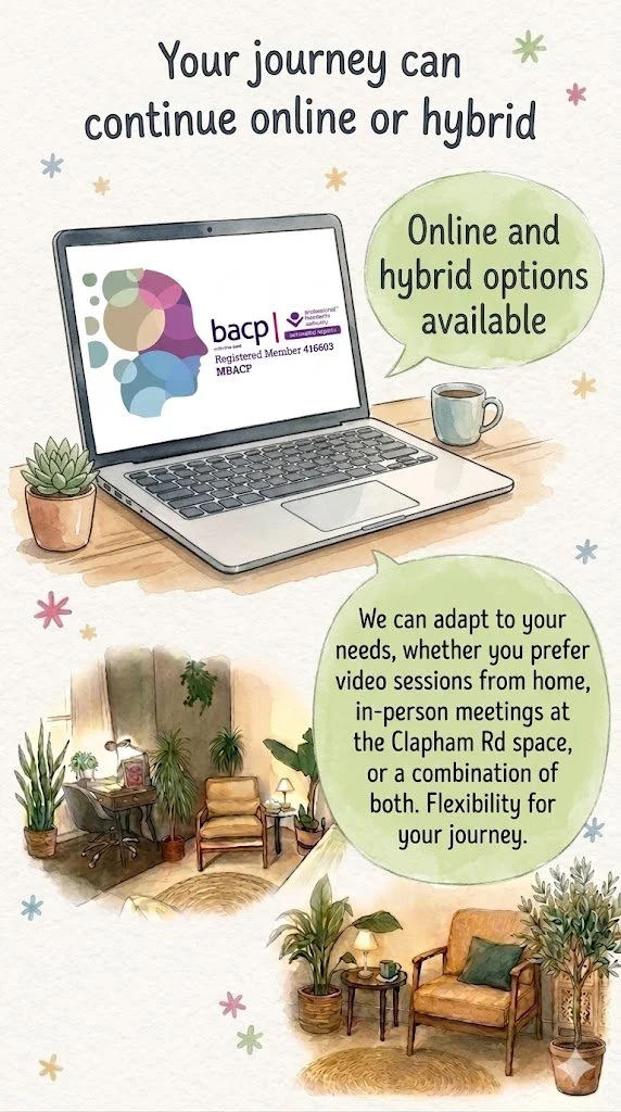 Giving online counselling options from across uk or a hybrid solution that's flexible