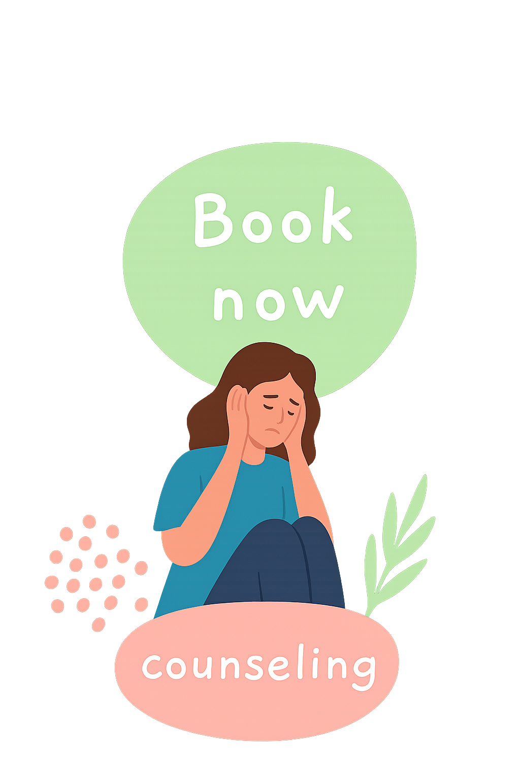 Illustration representing emotional distress and seeking support