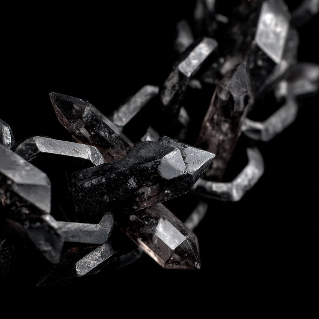 Nahaufnahme von schwarzen Kristallen