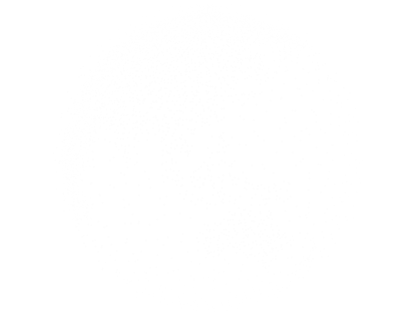 A digital image of a spherical object composed of numerous small white dots on a black background.