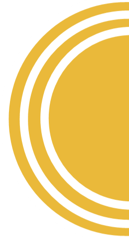 Close-up of a circular gold and white design with concentric rings.