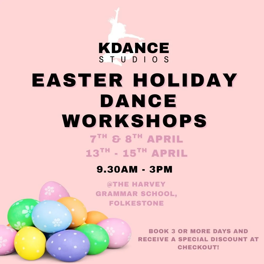 💫Easter Holiday Dance Workshops💫

✨We are excited to announce we have five fabulous dance workshops available to book during Easter half term! 

✨These fun dance days can be booked via the website, book 3 or more days and receive a discount automat