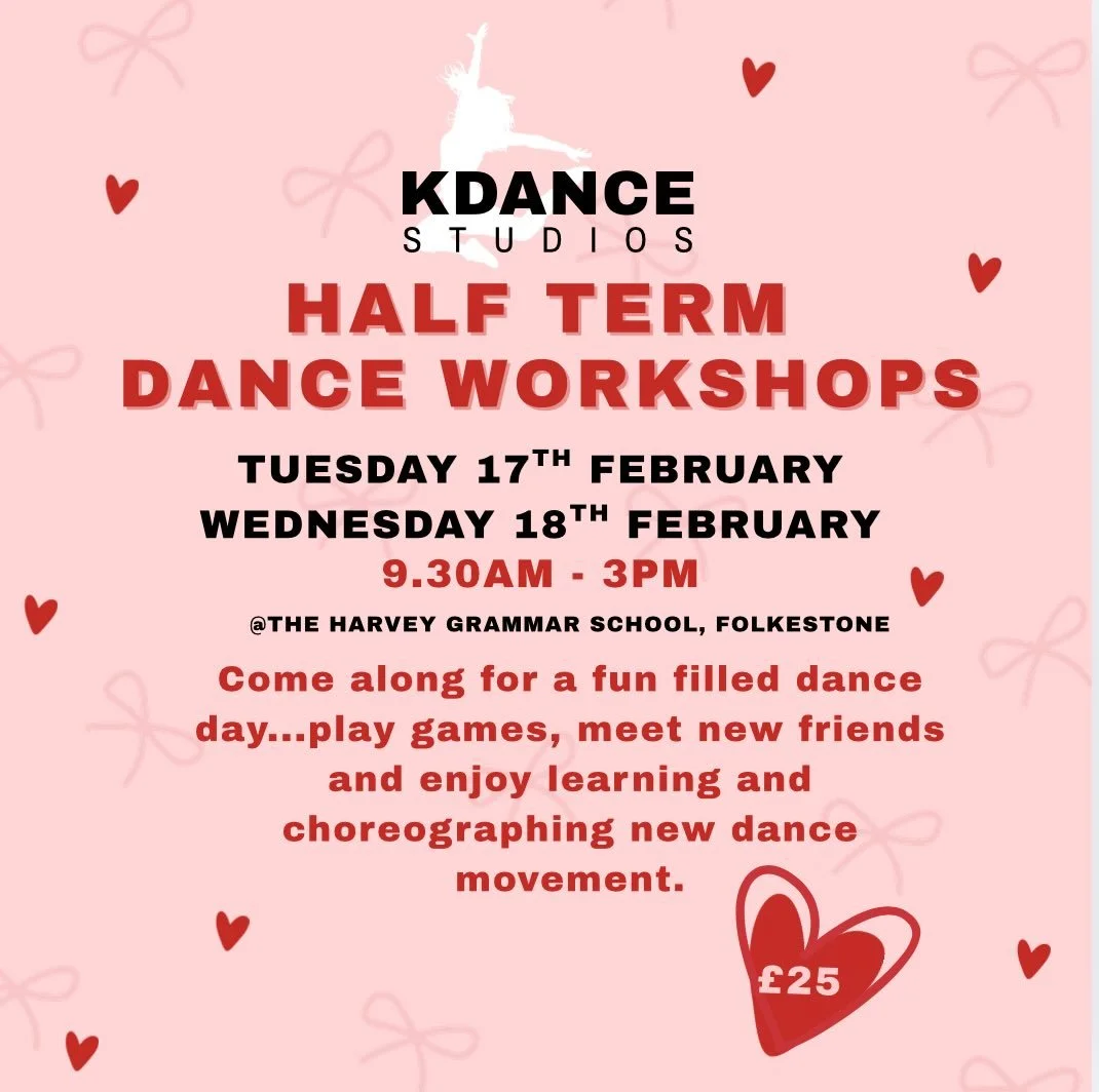 🎀 February Half Term Dance Workshops 🎀

We are excited to announce we have two brilliant dance workshops available to book during February half term &hearts;️

These fun days can booked via the website, you can book 1 or 2 days &hearts;️ please con