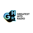 Logo of Greatest Hits Radio with blue and black text and a stylized 'GH' in a circle.