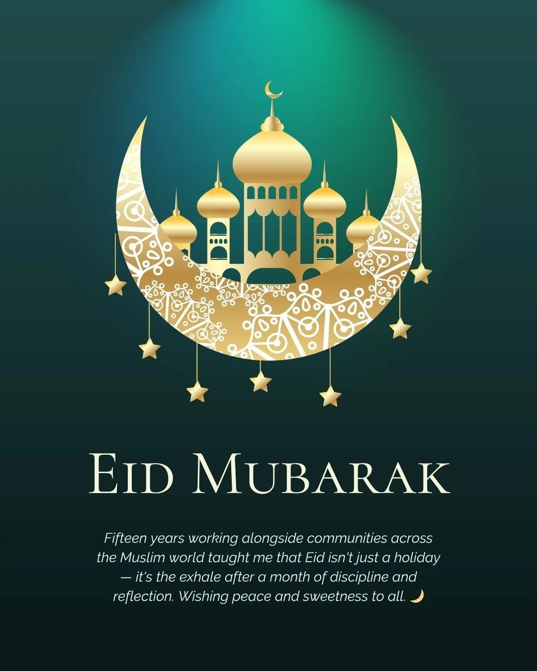 Eid Mubarak. Some rhythms stay with you long after you've come home. Wishing peace, joy, and rest to everyone celebrating. 🌙