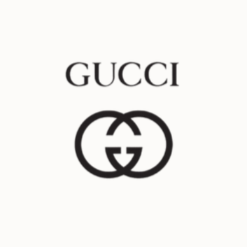 Logo de la marque Gucci avec le texte 'GUCCI' et un symbole de deux G entrelacés.
