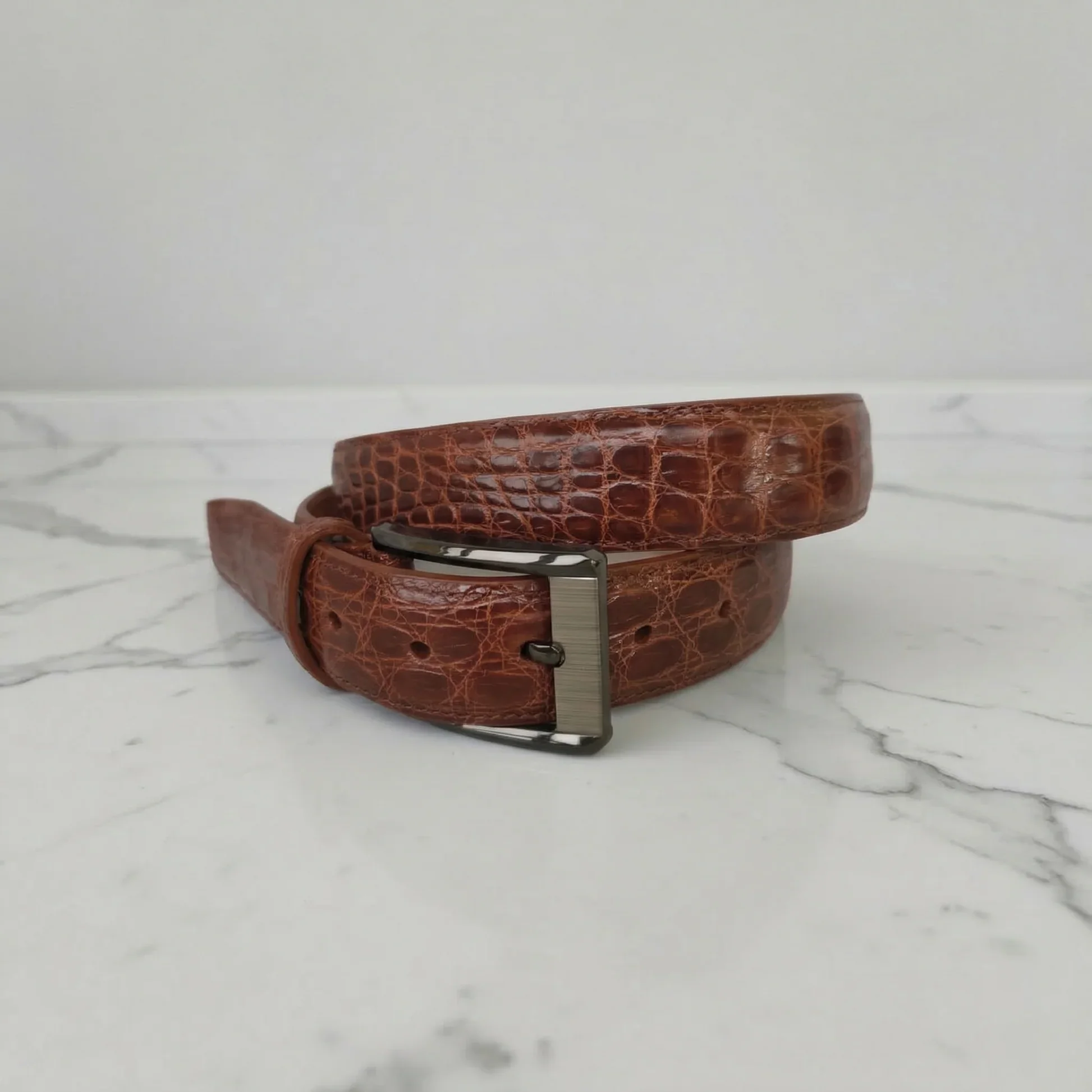 Gloss Champagne Crocodile Belt