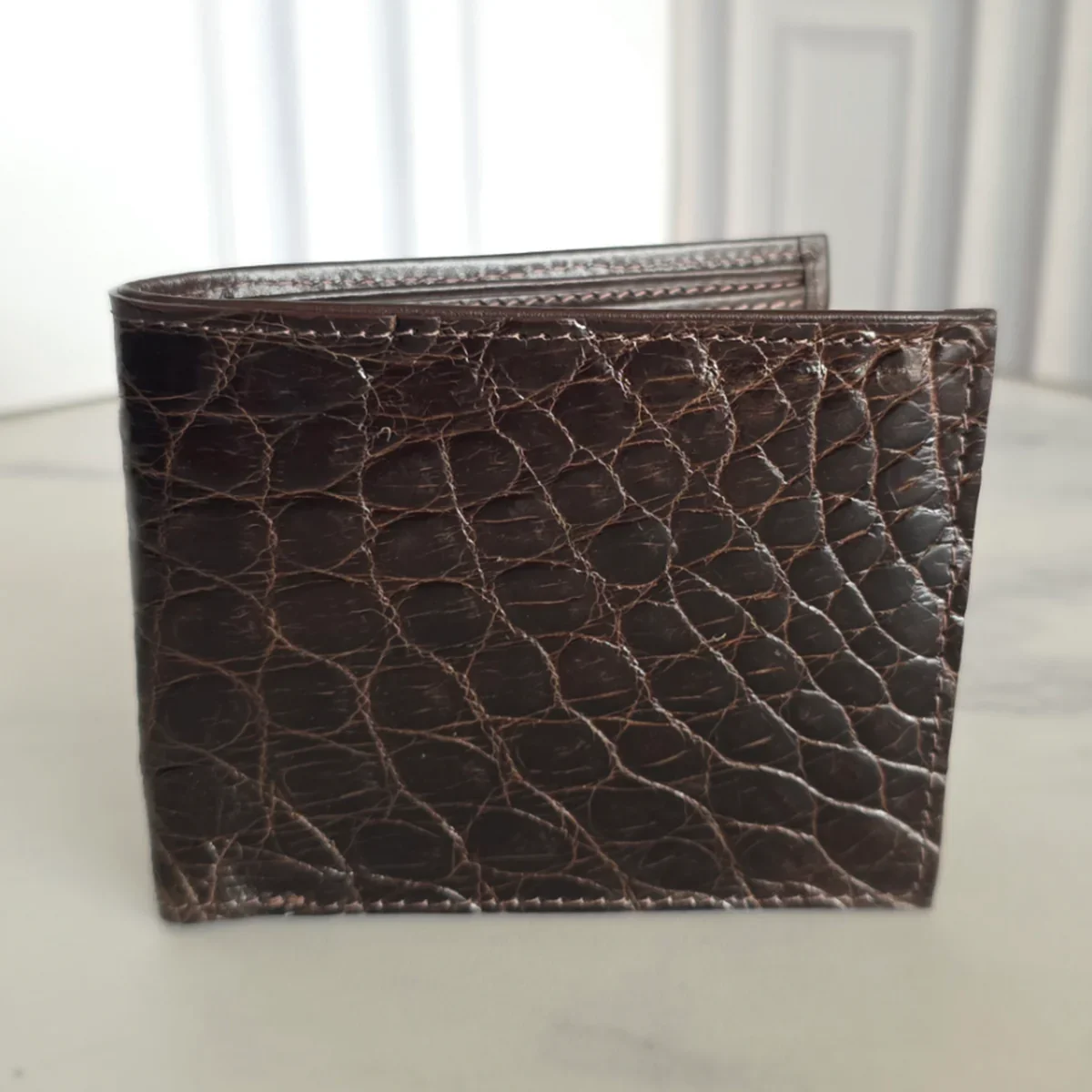 Crocodile Wallet – Dark Brown (Single Panel)