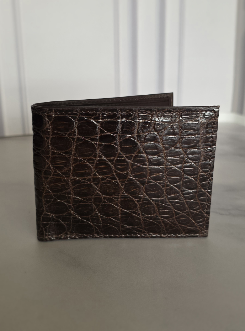 Crocodile Wallet – Dark Brown (Single Panel)