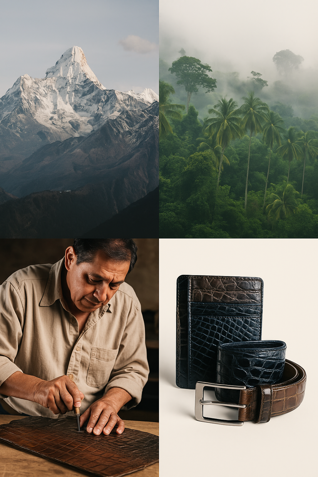 Handmade crocodile leather cardholder sourced from Bolivian artisans, luxury exotic leather accessory by Summit & Selva