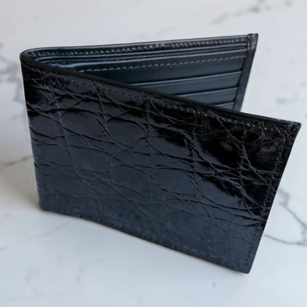 Crocodile Wallet – Black (Single Panel)