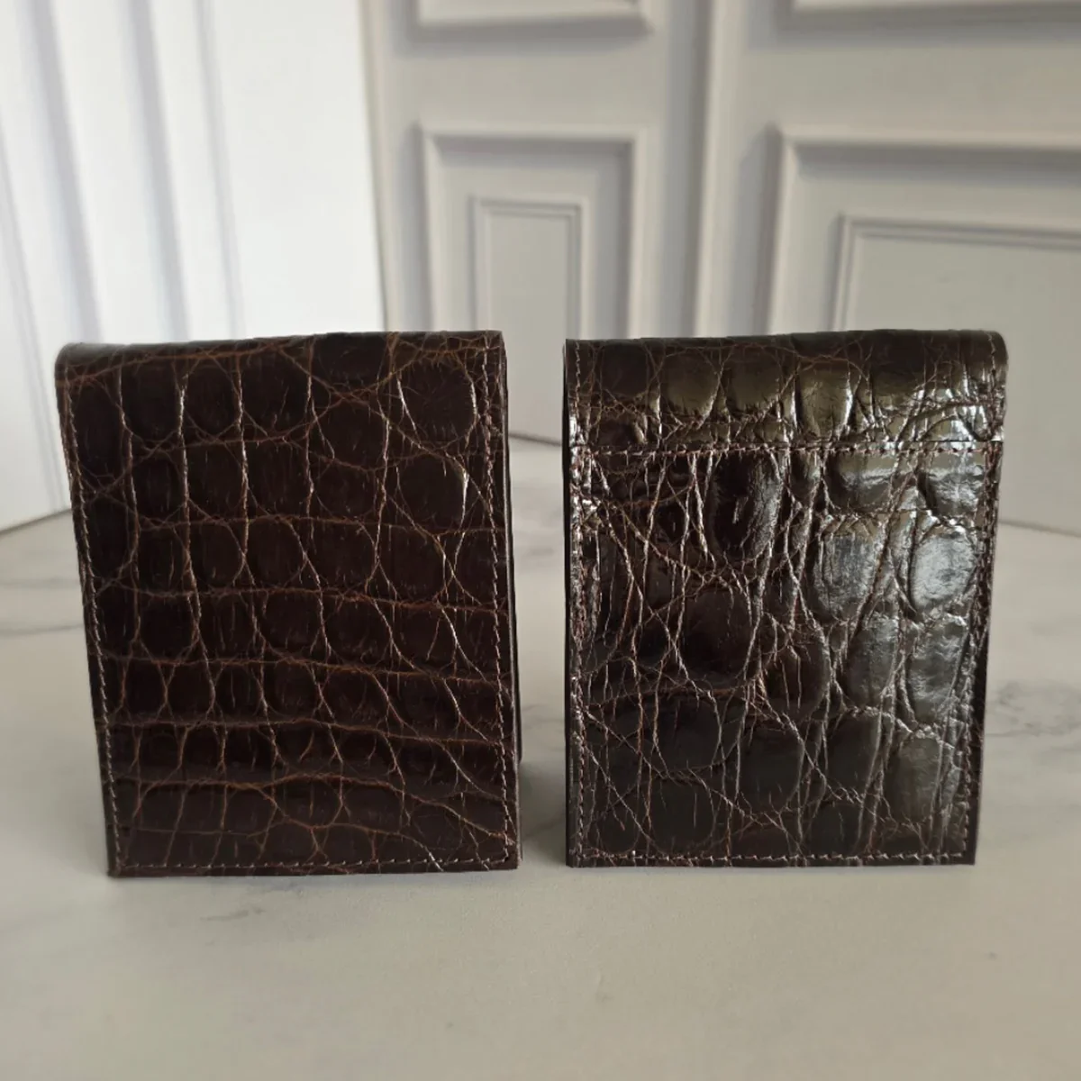 Crocodile Wallet – Dark Brown (Dual Panel)