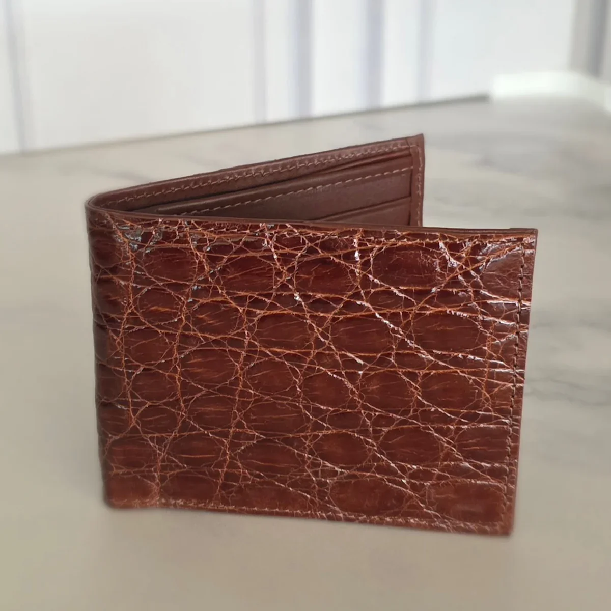 Crocodile Wallet – Champagne  (Single Panel)