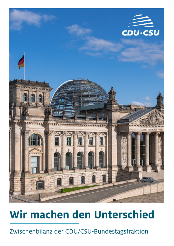 Flyer "Wir machen den Unterschied." der CDU/CSU-Bundestagsfraktion