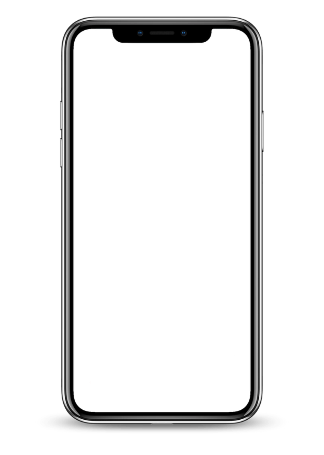 Modern smartphone with a black border and a large white screen, centered on a black background.