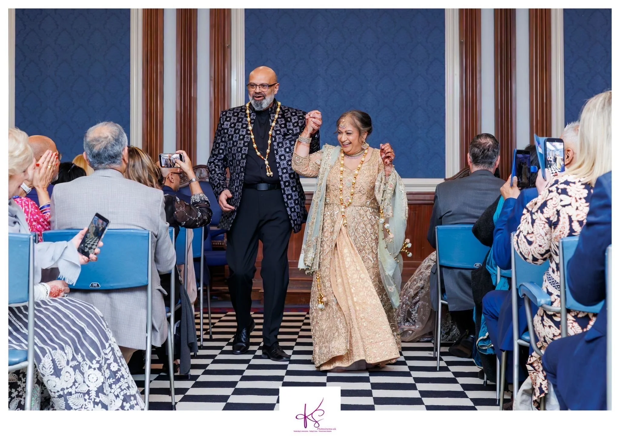 Renewal of Vows ceremony older bride and groom south asian indian ceremony celebrating with their guests