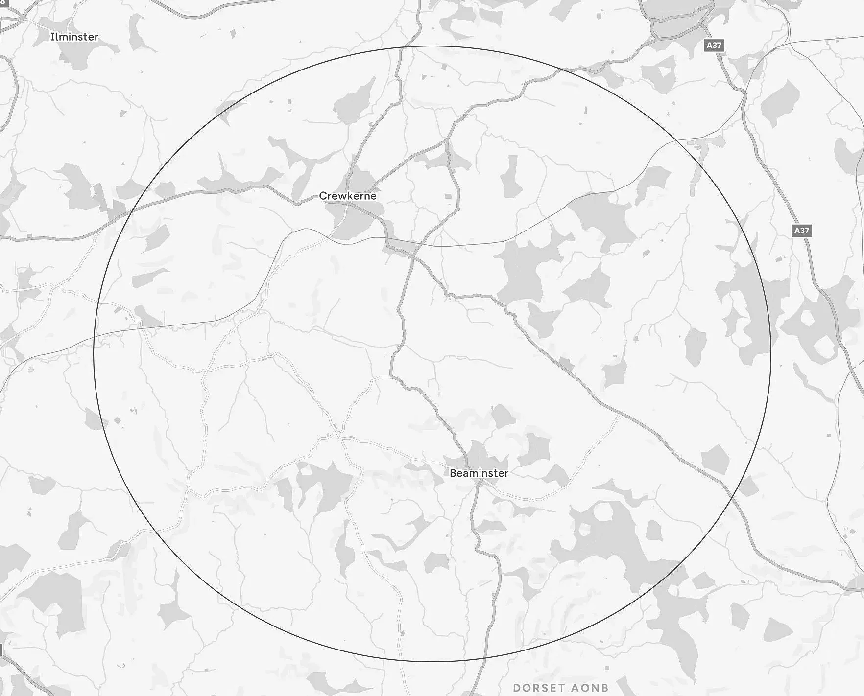 Wolfe-Hort - Wolfe Horticultural service area map of West Dorset and South Somerset