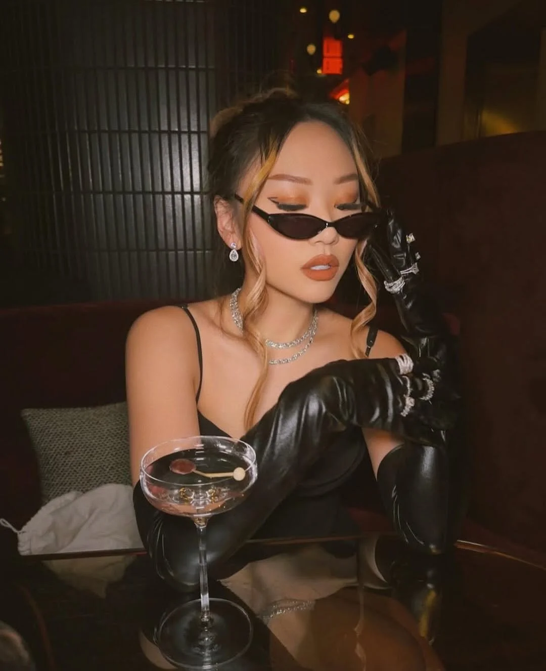 Halloween cocktails on terrace overlooking NYC