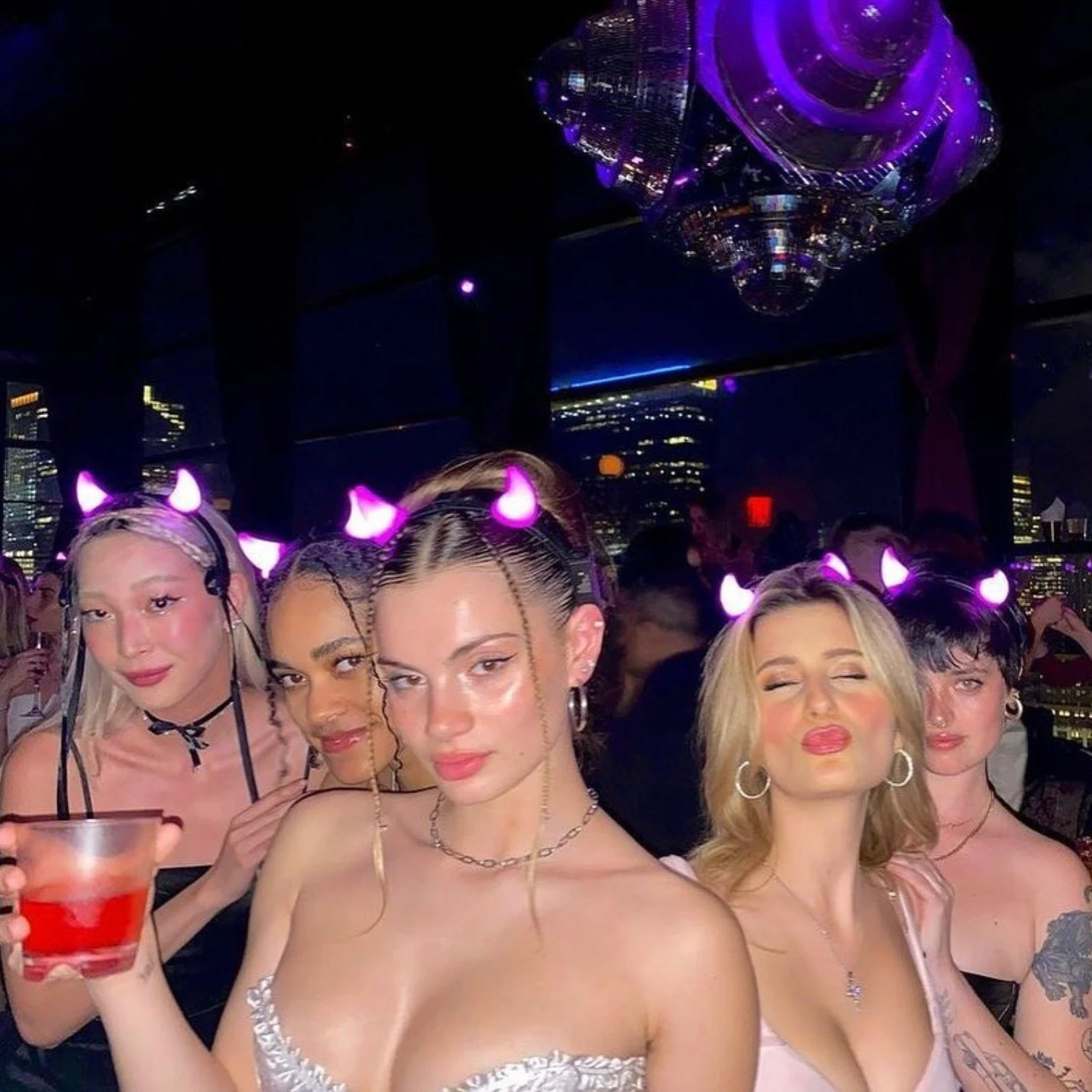 Guests in costume dancing at The Fleur Room Halloween party 2025